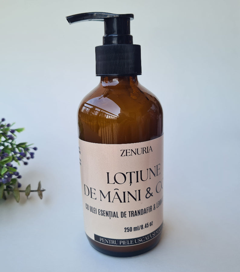 Loțiune de aromaterapie pentru mâini și corp cu ulei esențial de lemn de santal și trandafir, hidratantă și parfumată natural